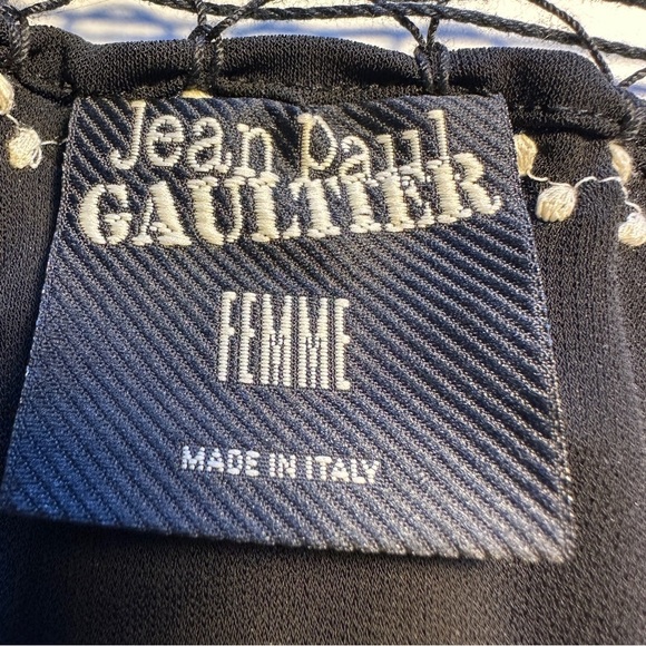 Vintage Jean Paul Gaultier Femme Embroidered Midi Dress US 8 Black LBD Y2k 90s - Picture 5 of 14